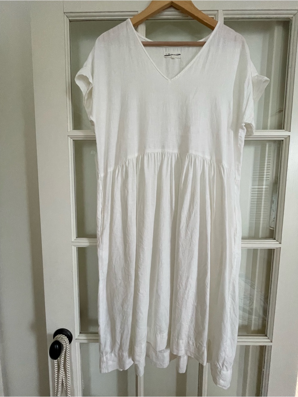 Lou & Grey for Loft 100% linen white oversized short sleeve midi dress Medium M